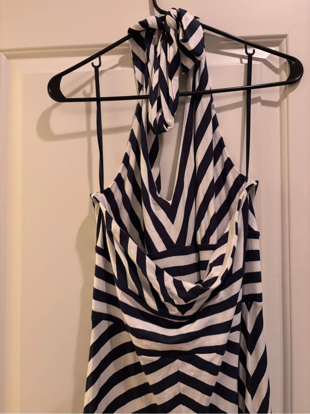 Banana Republic Navy and White Striped Halter Dress
